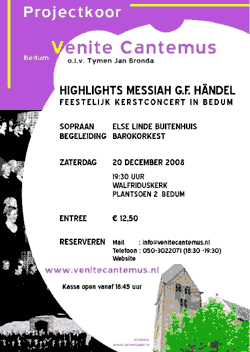 poster kerstconcert 2008 venite cantemus